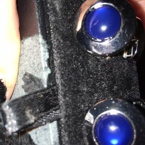 Black abs shiver round cuff links